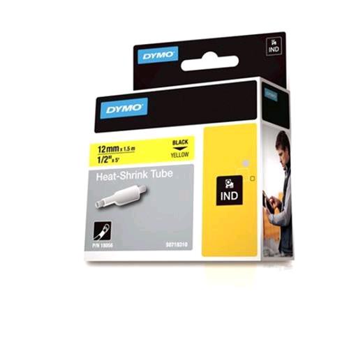 DYMO D1 RHINOPRO NASTRO TERMO RESTRINGENTE 12MMx1.5MT DIAMETRO FILO 2.97/5.13 MM COLORE GIALLO STAMPA NERO