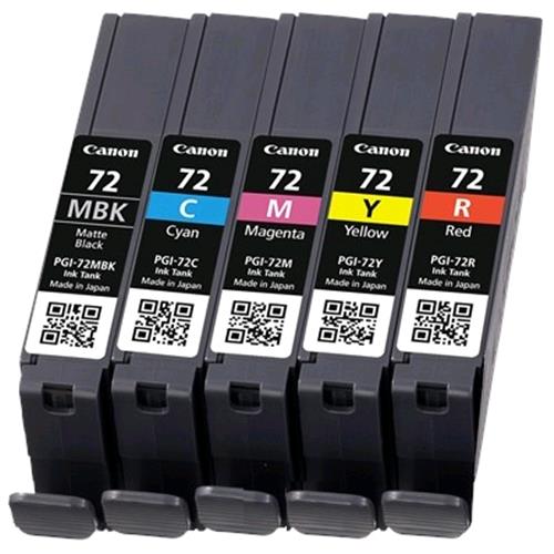 CANON MULTIPACK PGI-72 MBK/C/M/Y/R SERBATOI NERO OPACO + CIANO + MAGENTA + GIALLO + ROSSO 