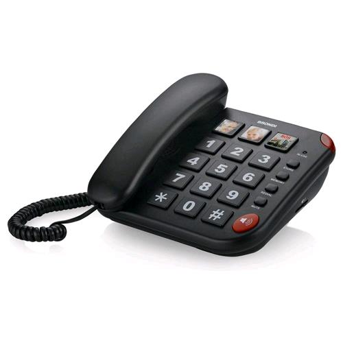 BRONDI BRAVO TELEFONO DA TAVOLO TASTI GRANDI VIVAVOCE TASTO SOS 3 MEMORIE DEDICATE COLORE NERO 