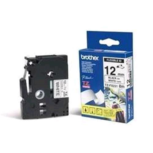 BROTHER TZEFX231 NASTRO PER STAMPANTE A TRASFERIMENTO TERMICO 12MM x 8MT COLORE BIANCO STAMPA NERO