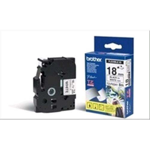BROTHER TZEFX241 NASTRO LAMINATO FLESSIBILE 18MMx8MT COLORE BIANCO STAMPA NERO