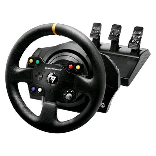 THRUSTMASTER TX RACING WHEEL LEATHER EDITION VOLANTE IN PELLE CUCITA A MANO COMPOSTO DA <TX SERVO BASE+ 3TPA + TM LEAHTER 28 GT WHEEL