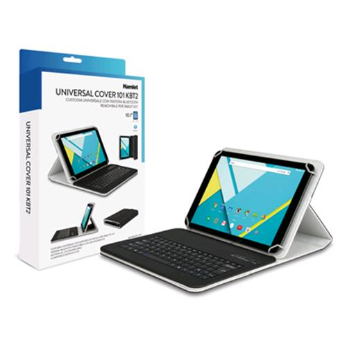 HAMLET CUSTODIA UNIVERSALE PER TABLET 10.1" CON TASTIERA BLUETOOTH IN ECOPELLE COLORE NERO
