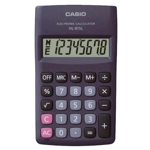CASIO HL-815L CALCOLATRICE TASCABILE 8 CIFRE ALIMENATZIONE BATTERIA COLORE NERO