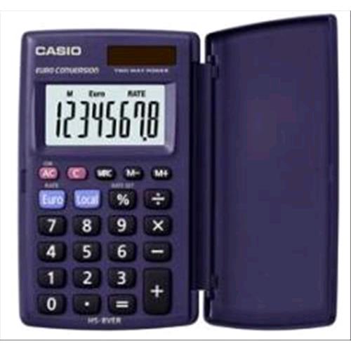 CASIO HS-8VER CALCOLATRICE TASCABILE 8 CIFRE ALIMENTAZIONE SOLARE/BATTERIA COLORE BLU