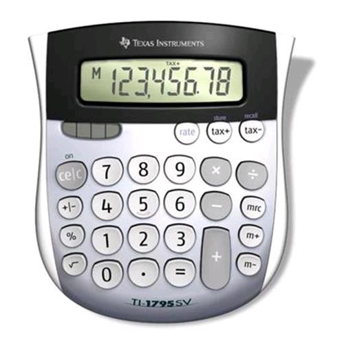 TEXAS INSTRUMENTS TI 1795 SV CALCOLATRICE DA TAVOLO 8 CIFRE DOPPIA ALIMENTAZIONE SOLARE + BATTERIA COLORE GRIGIO