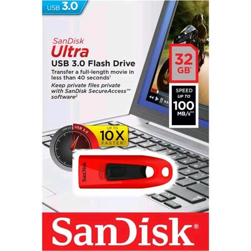 SANDISK ULTRA CHIAVETTA USB 3.0 32GB COLORE ROSSO